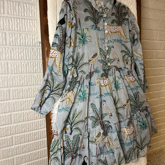 Safari Mini Collection Boutique Brand Tropical Print Button-Up Women’s XS Dress - Picture 2 of 4